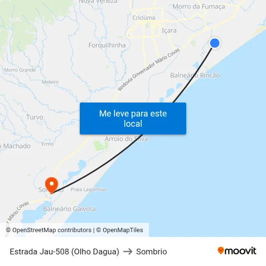 Estrada Jau-508 (Olho Dagua) to Sombrio map
