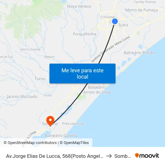 Av.Jorge Elias De Lucca, 568(Posto Angeloni) to Sombrio map