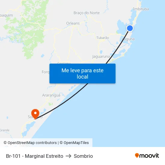 Br-101 - Marginal Estreito to Sombrio map