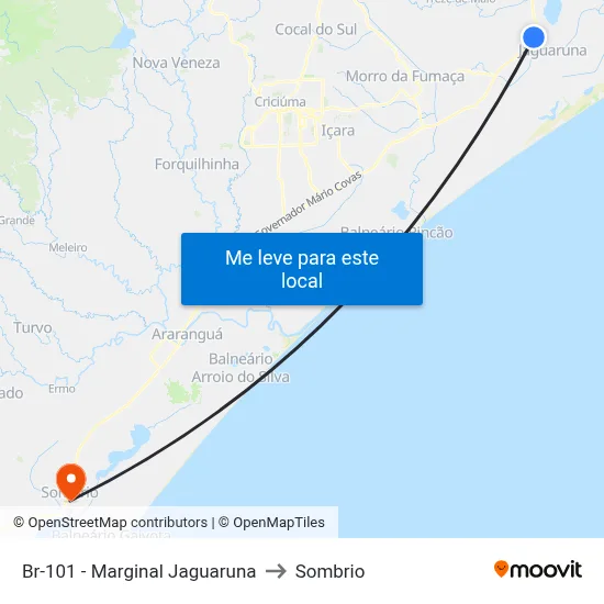 Br-101 - Marginal Jaguaruna to Sombrio map