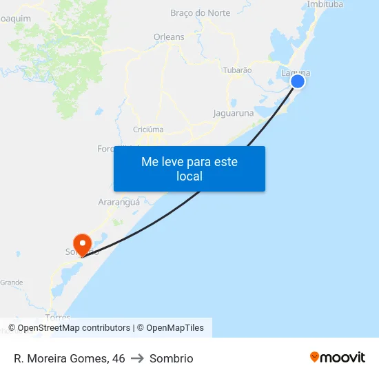 R. Moreira Gomes, 46 to Sombrio map