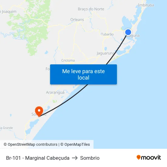 Br-101 - Marginal Cabeçuda to Sombrio map