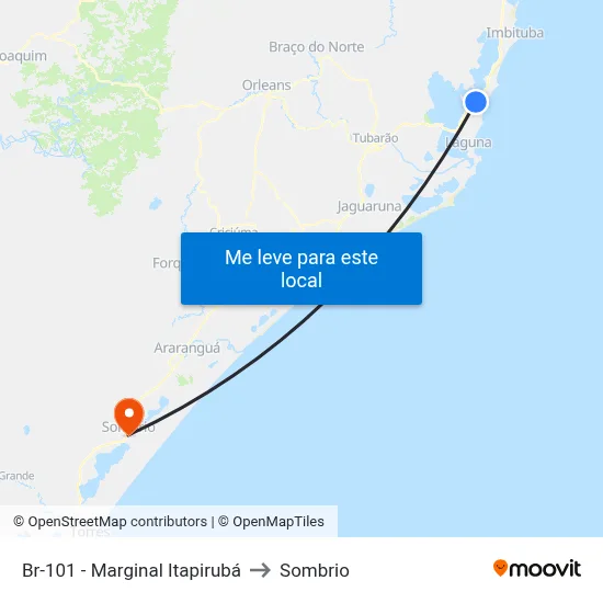 Br-101 - Marginal Itapirubá to Sombrio map