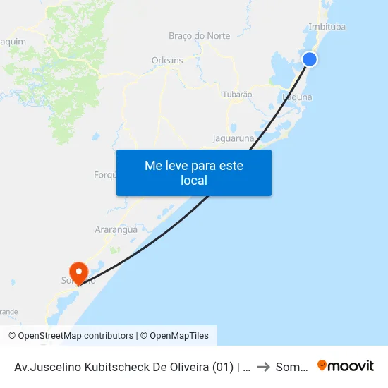 Av.Juscelino Kubitscheck De Oliveira (01) | Itapirubá Sul to Sombrio map