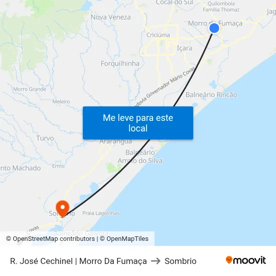 R. José Cechinel  |  Morro Da Fumaça to Sombrio map