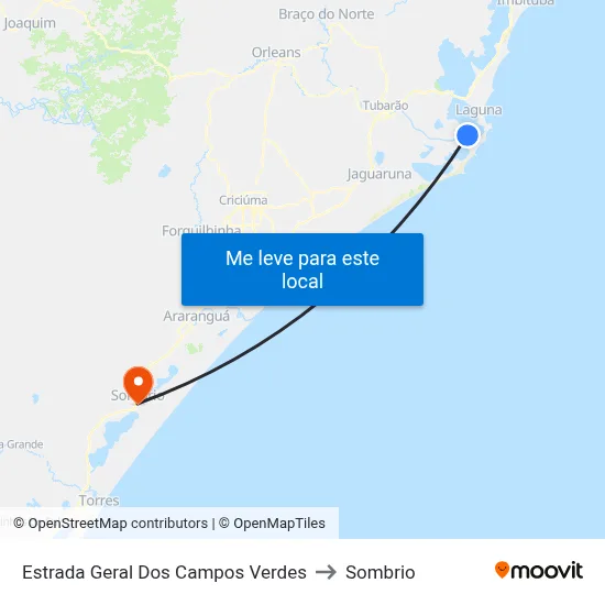 Estrada Geral Dos Campos Verdes to Sombrio map