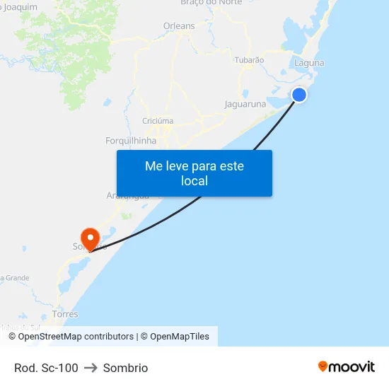 Rod. Sc-100 to Sombrio map