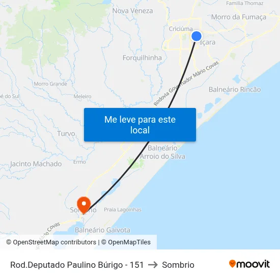 Rod.Deputado Paulino Búrigo - 151 to Sombrio map