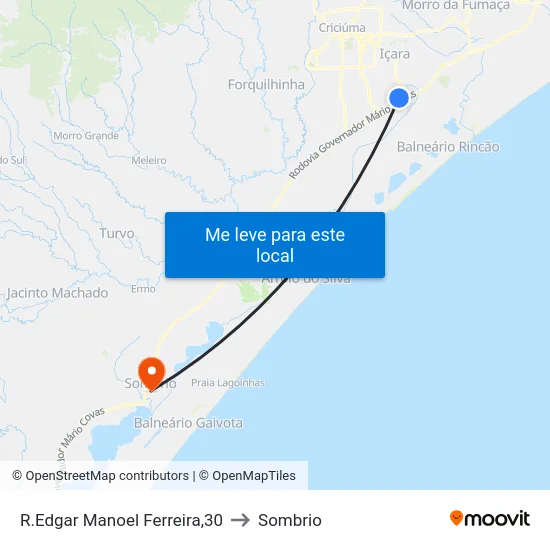 R.Edgar Manoel Ferreira,30 to Sombrio map