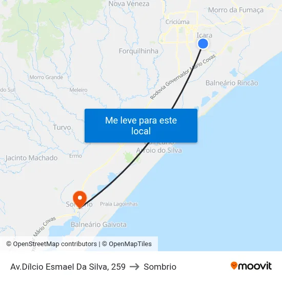 Av.Dílcio Esmael Da Silva, 259 to Sombrio map