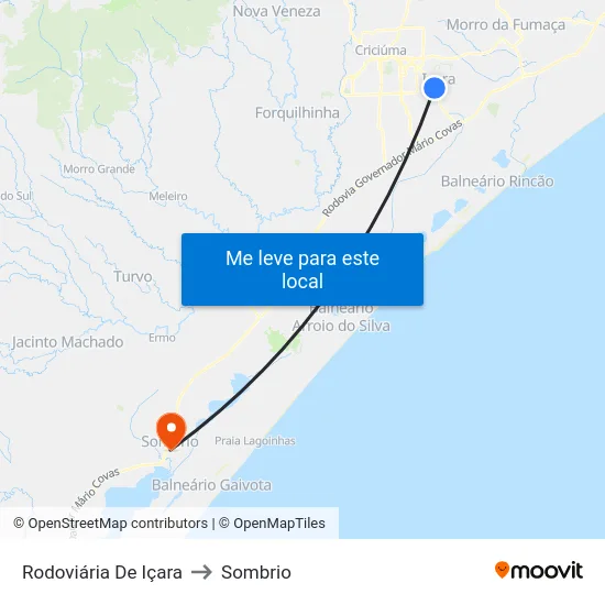 Rodoviária De Içara to Sombrio map