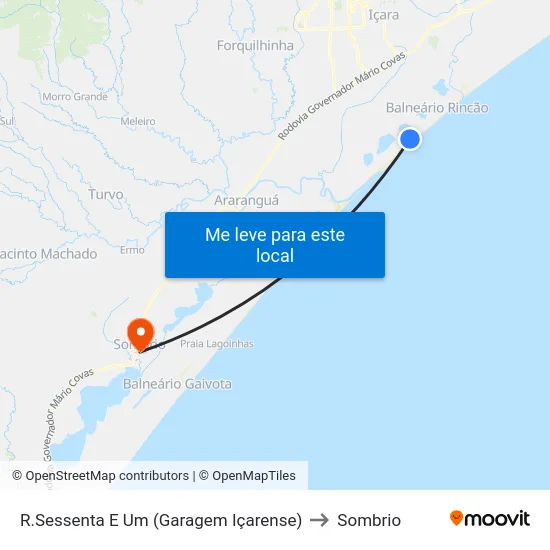 R.Sessenta E Um (Garagem Içarense) to Sombrio map