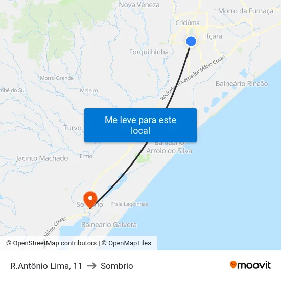 R.Antônio Lima, 11 to Sombrio map
