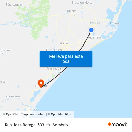 Rua José Botega, 533 to Sombrio map