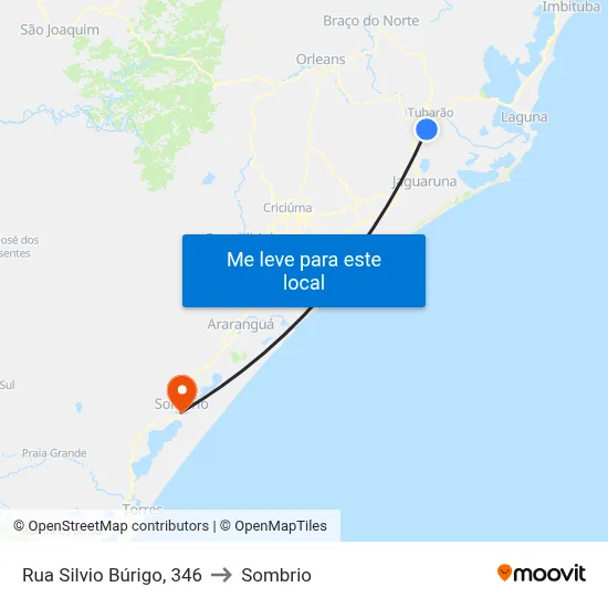 Rua Silvio Búrigo, 346 to Sombrio map