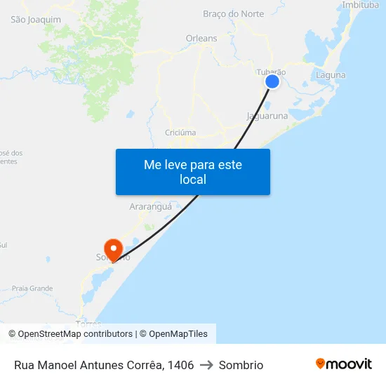 Rua Manoel Antunes Corrêa, 1406 to Sombrio map