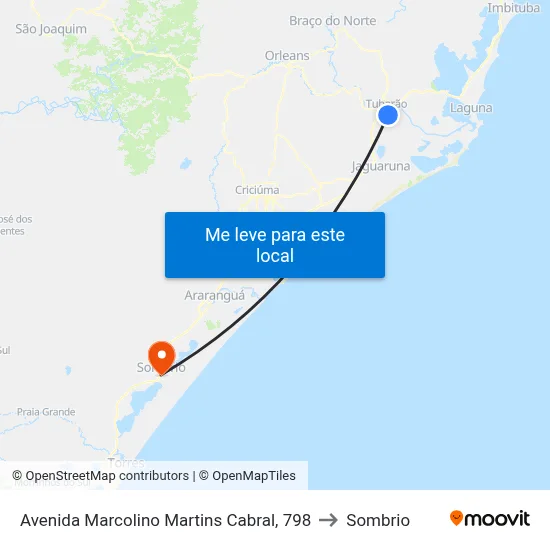 Avenida Marcolino Martins Cabral, 798 to Sombrio map
