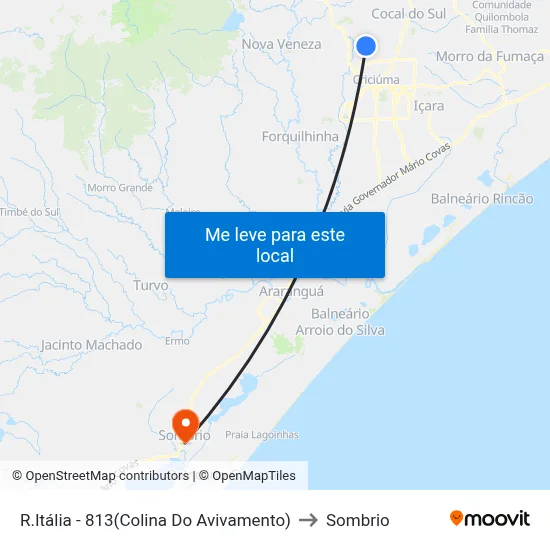R.Itália - 813(Colina Do Avivamento) to Sombrio map