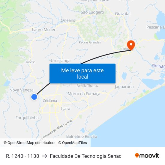 R. 1240 - 1130 to Faculdade De Tecnologia Senac map