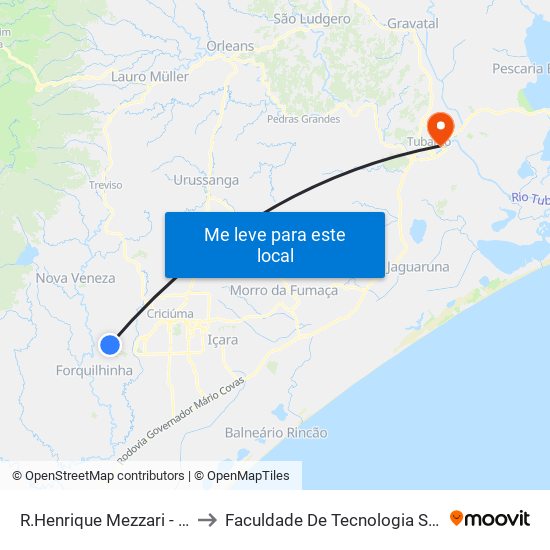 R.Henrique Mezzari - 311 to Faculdade De Tecnologia Senac map