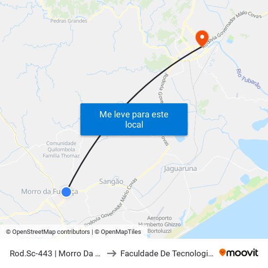 Rod.Sc-443 | Morro Da Fumaça to Faculdade De Tecnologia Senac map