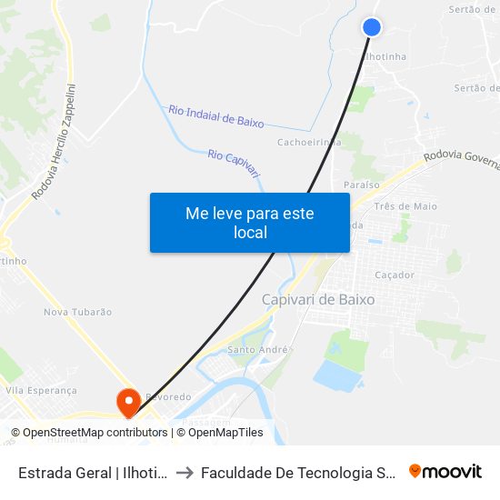 Estrada Geral | Ilhotinha to Faculdade De Tecnologia Senac map