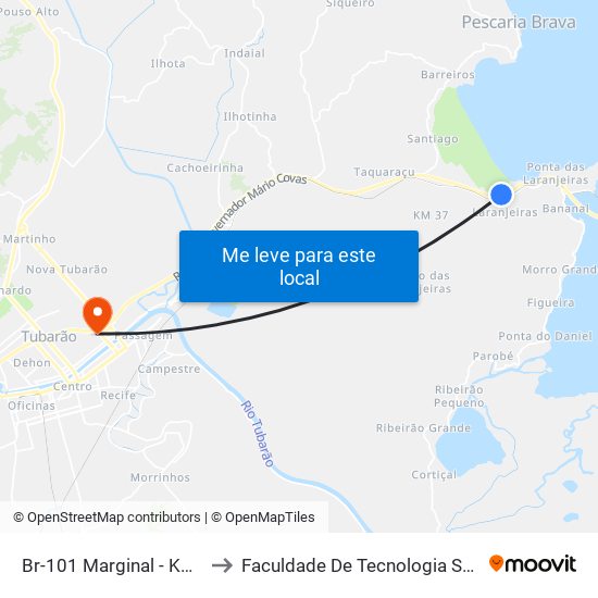 Br-101 Marginal - Km37 to Faculdade De Tecnologia Senac map