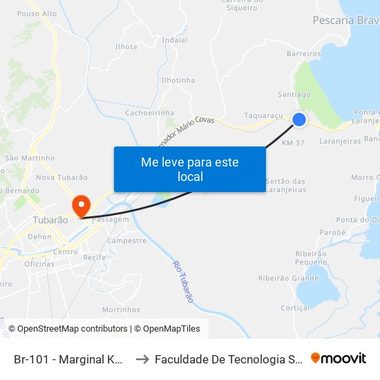 Br-101 - Marginal Km 37 to Faculdade De Tecnologia Senac map
