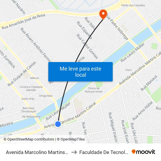 Avenida Marcolino Martins Cabral, 1145 to Faculdade De Tecnologia Senac map