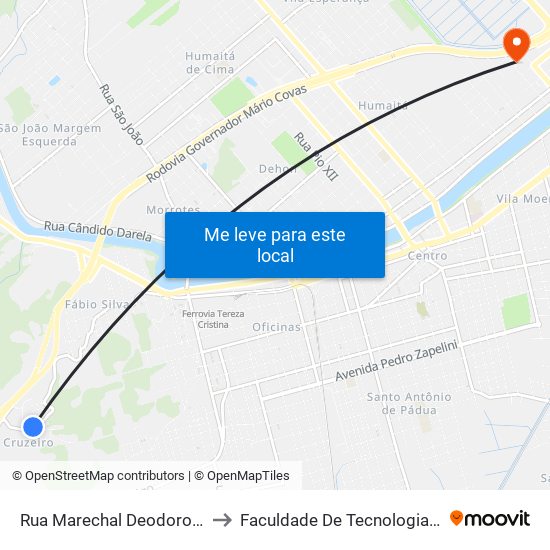Rua Marechal Deodoro, 4045 to Faculdade De Tecnologia Senac map