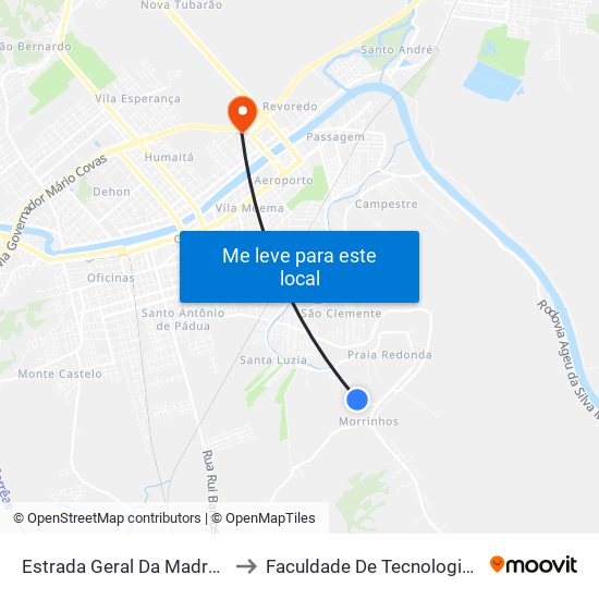 Estrada Geral Da Madre, 6410 to Faculdade De Tecnologia Senac map