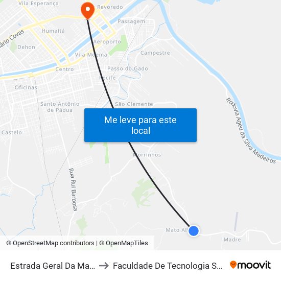 Estrada Geral Da Madre to Faculdade De Tecnologia Senac map