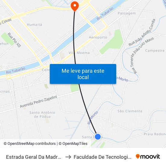 Estrada Geral Da Madre, 5234 to Faculdade De Tecnologia Senac map