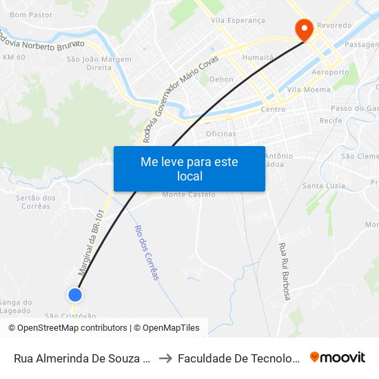 Rua Almerinda De Souza Carlos, 70 to Faculdade De Tecnologia Senac map