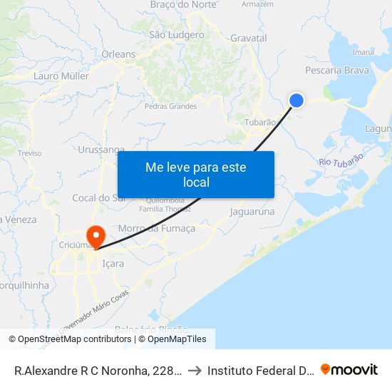 R.Alexandre R C Noronha, 2280 - Eeb São João Batista to Instituto Federal De Santa Catarina map