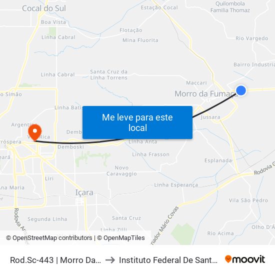 Rod.Sc-443 | Morro Da Fumaça to Instituto Federal De Santa Catarina map