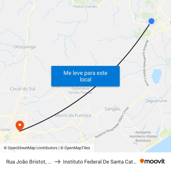 Rua João Bristot, 865 to Instituto Federal De Santa Catarina map