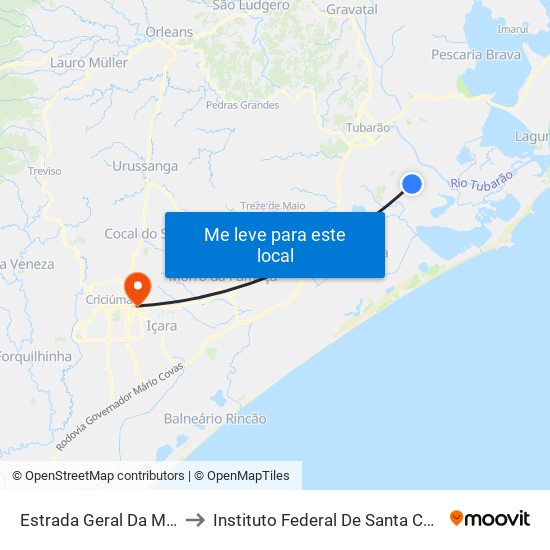Estrada Geral Da Madre to Instituto Federal De Santa Catarina map