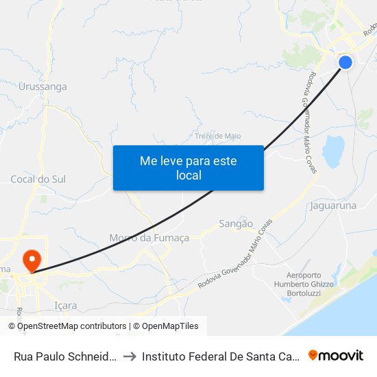 Rua Paulo Schneider, 9 to Instituto Federal De Santa Catarina map