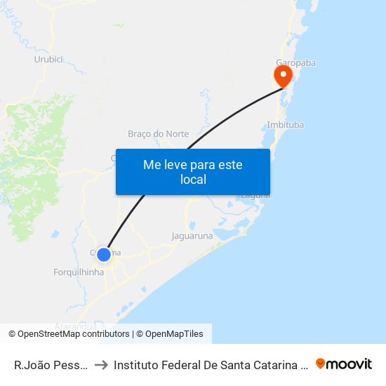 R.João Pessoa - 791 to Instituto Federal De Santa Catarina Campus Garopaba map