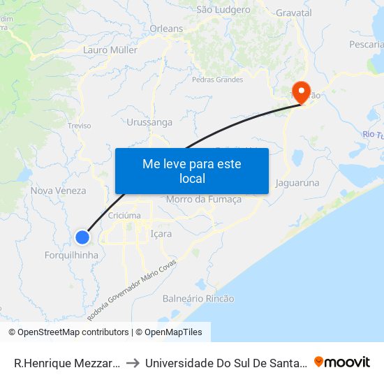 R.Henrique Mezzari - 311 to Universidade Do Sul De Santa Catarina map