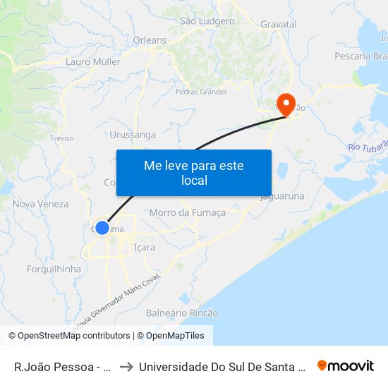 R.João Pessoa - 1240 to Universidade Do Sul De Santa Catarina map