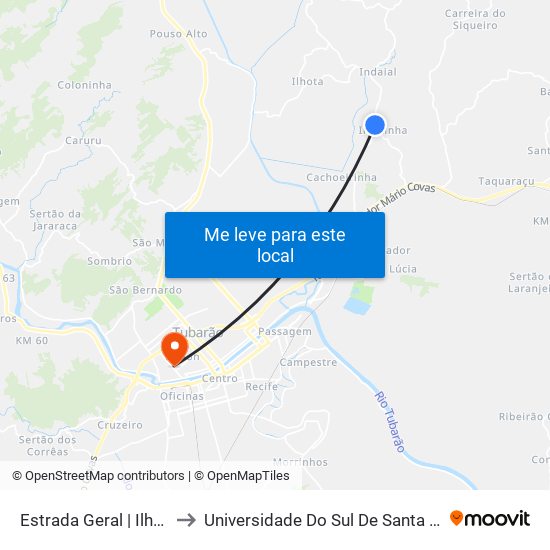 Estrada Geral | Ilhotinha to Universidade Do Sul De Santa Catarina map