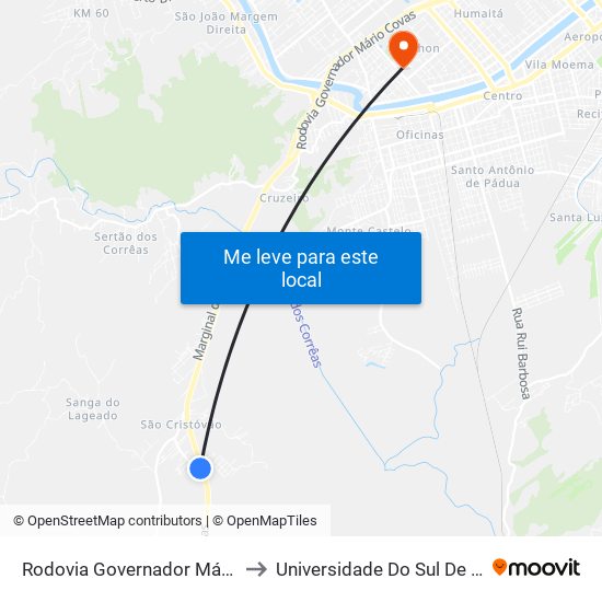 Rodovia Governador Mário Covas, 2830 to Universidade Do Sul De Santa Catarina map