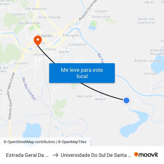 Estrada Geral Da Madre to Universidade Do Sul De Santa Catarina map