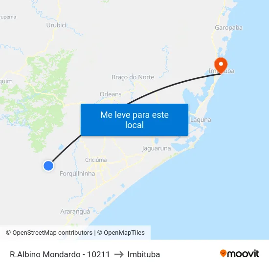 R.Albino Mondardo - 10211 to Imbituba map
