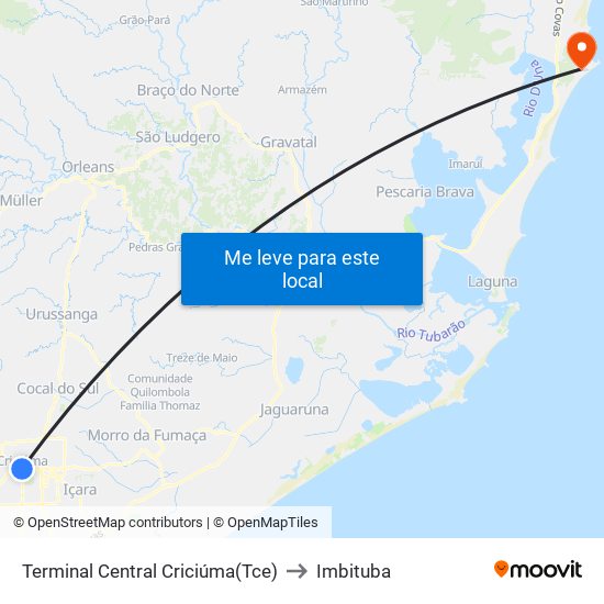 Terminal Central Criciúma(Tce) to Imbituba map