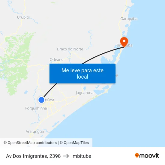 Av.Dos Imigrantes, 2398 to Imbituba map