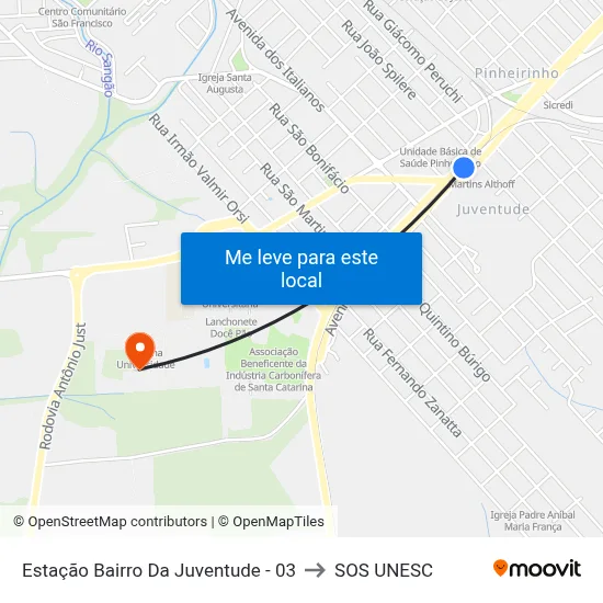 Estação Bairro Da Juventude - 03 to SOS UNESC map