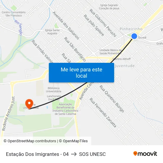 Estação Dos Imigrantes - 04 to SOS UNESC map
